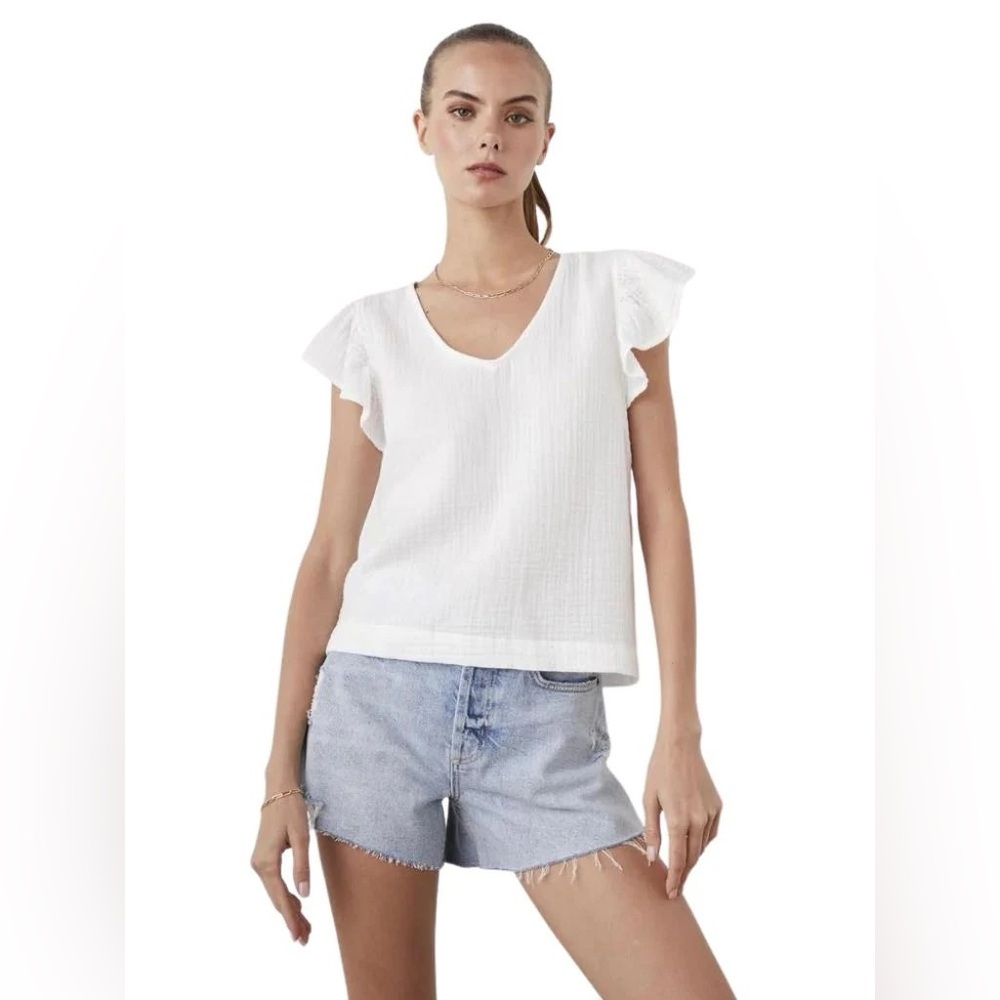 Rails Lela Flutter Sleeve Top - White